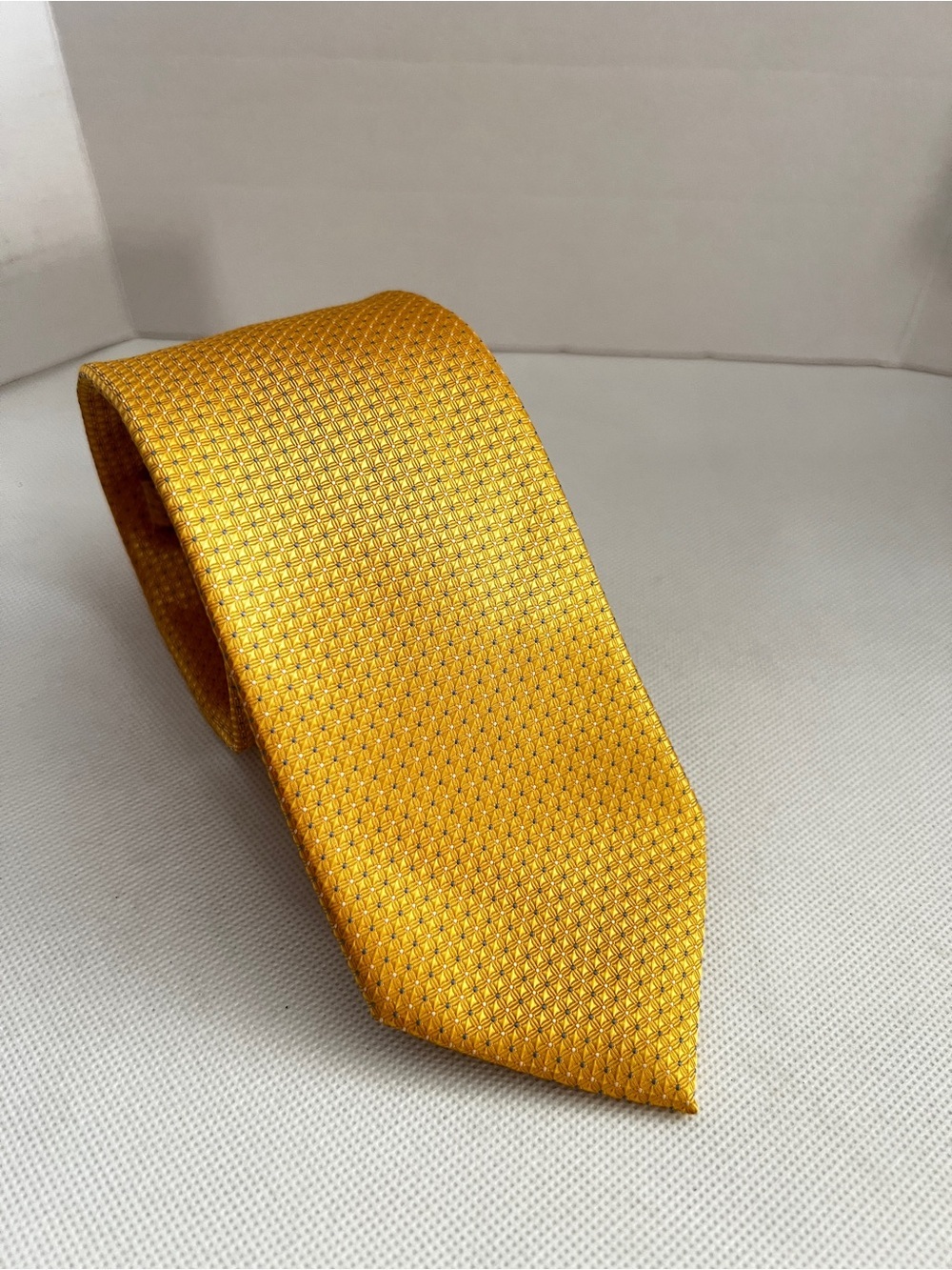 Antonia Collection Tie Mini Checks Yellow Gold Blue Size L, 61" X W, 3"